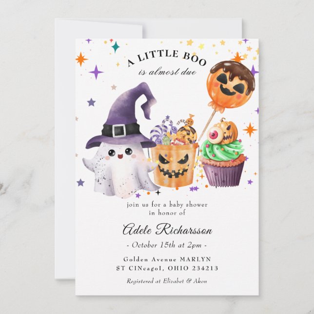 Halloween-Geist-Kürbis-Cupcake Einladung (Vorderseite)