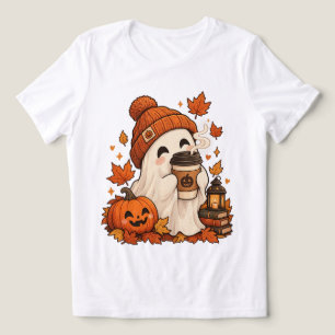 Halloween-Geist-Kürbis-Herbstlaub-Kaffeeliebhaber Tri-Blend Shirt