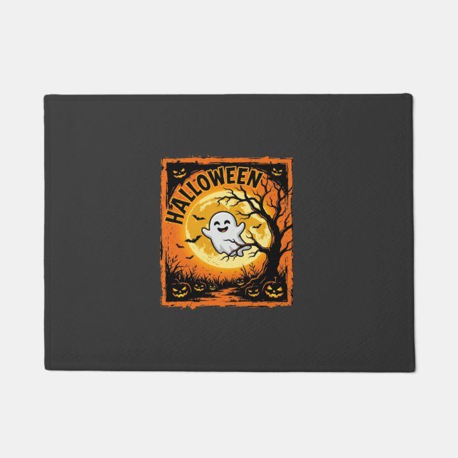 Halloween-Geist-Kürbis-Verlassener-Baum Fußmatte (Vorderseite)