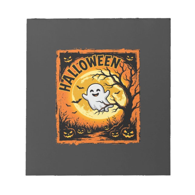 Halloween-Geist-Kürbis verlassener Baum Notizblock (Vorderseite)