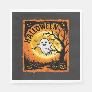 Halloween-Geist-Kürbis-Verlassener-Baum Serviette