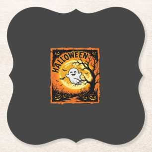Halloween-Geist-Kürbis-verlassener-Baum Untersetzer