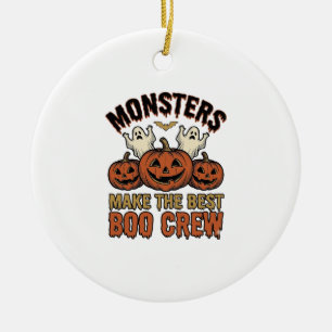 Halloween-Geist-Kürbis-Vintage-Stich Funny Te Keramik Ornament