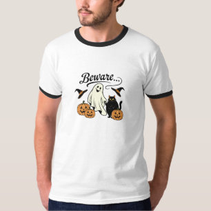 Halloween-Geist & Kürbisgesicht-Design T-Shirt