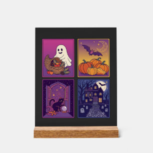 Halloween-Geist-Kürbisse Schwarze Katze Spukhaus B Acrylschild