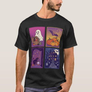 Halloween-Geist-Kürbisse Schwarze Katze Spukhaus B T-Shirt