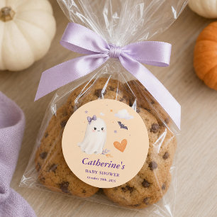 Halloween-Geist Little Boo Baby Shower Runder Aufkleber
