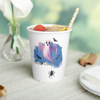 HALLOWEEN-Geist mit einer Spinne Pappbecher