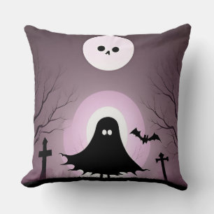 Halloween-Geist mit Fledermäusen und Vollmond Kissen