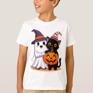 Halloween-Geist mit Kürbis-Katze 👻 T-Shirt