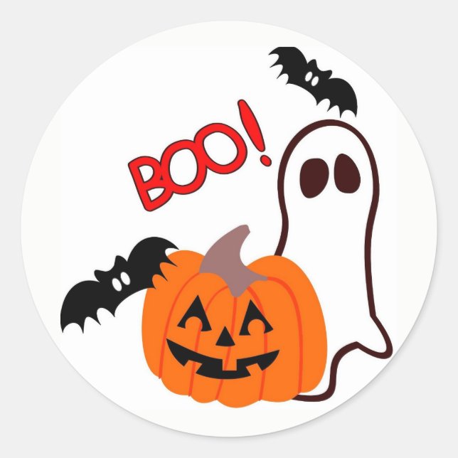 Halloween Geist mit Kürbis Runder Aufkleber (Vorderseite)