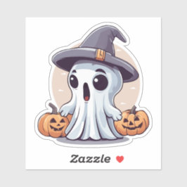 Halloween: Geist mit Kürbissen -  Aufkleber