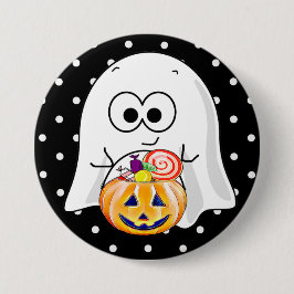 Halloween-Geist mit Pumpkin-Kerzenschussknopf Button
