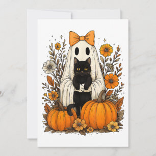 Halloween-Geist mit schwarzer Katze Save The Date