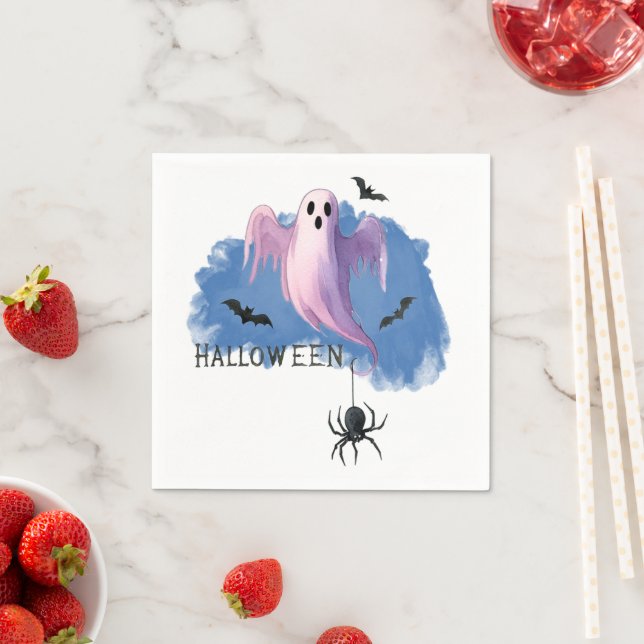 HALLOWEEN Geist mit Spinne Serviette (Beispiel)