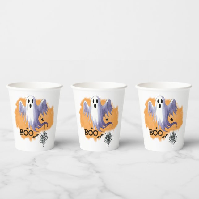 HALLOWEEN Geist mit Spinnennetz Pappbecher (Multi)