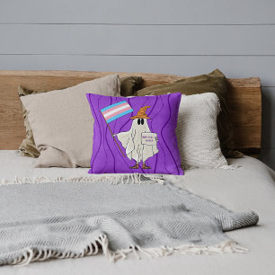 Halloween-Geist mit Transgender-Flag Kissen