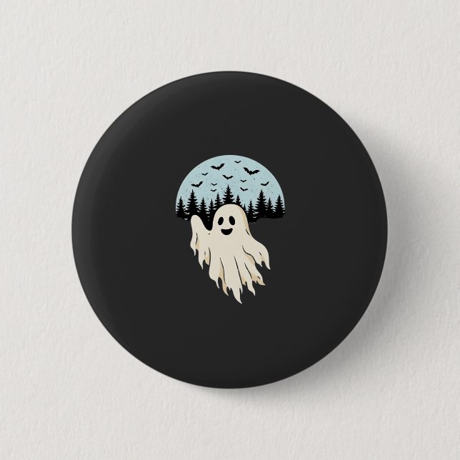 Halloween-Geist-Mond-Wald-Design_1 Button (Vorderseite)
