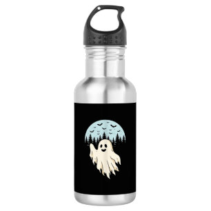 Halloween-Geist-Mond-Wald-Design_1 Edelstahlflasche