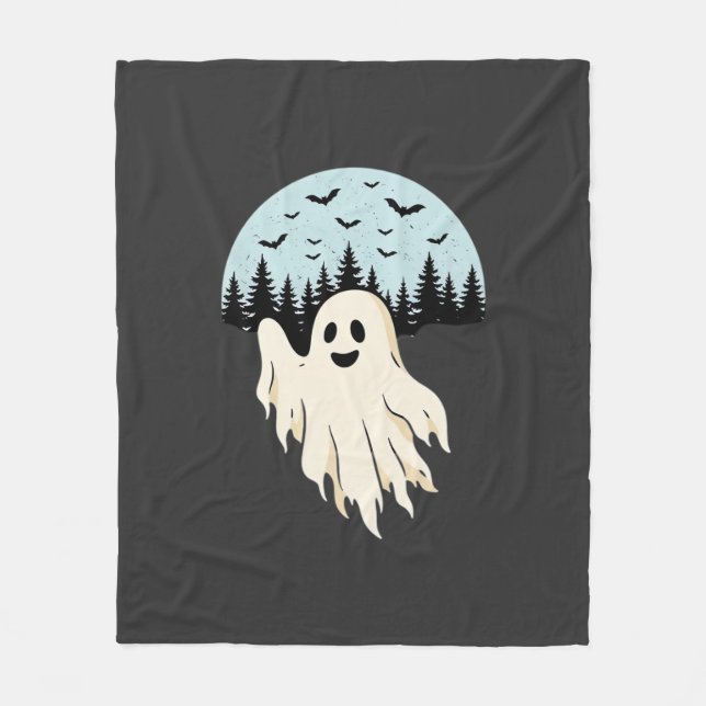 Halloween-Geist-Mond-Wald-Design_1 Fleecedecke (Vorderseite)
