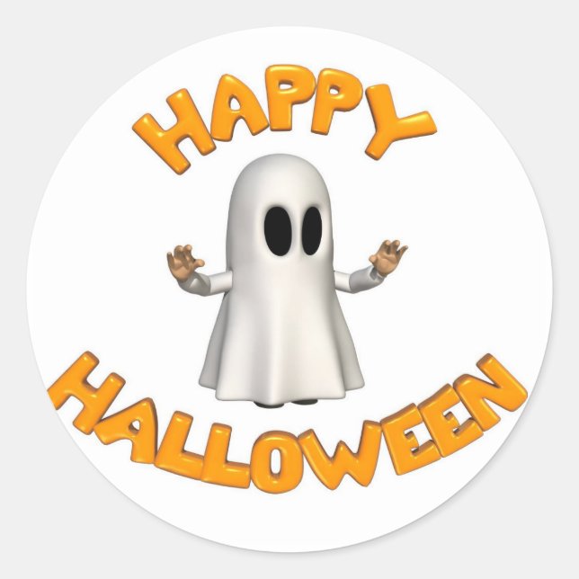 Halloween-Geist Runder Aufkleber (Vorderseite)