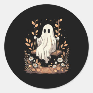 Halloween-Geist-Schaukel Herbst-Blumen Runder Aufkleber