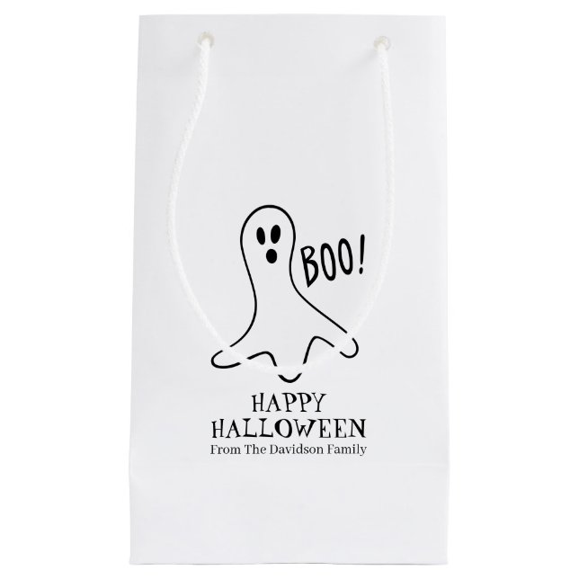Halloween-Geist Schwarz-Weiß-Leckerei Kleine Geschenktüte (Vorderseite)