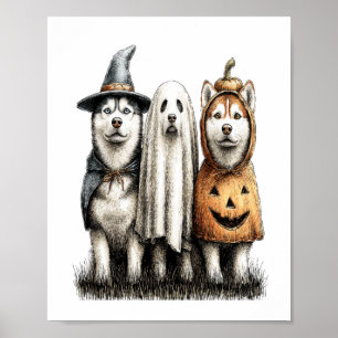 Halloween Geist Siberian Husky Hund Poster