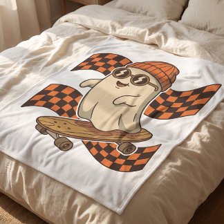 Halloween-Geist-Skateboarder-Sherpa-Fleece-Decke Sherpadecke