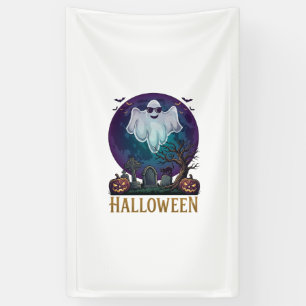 Halloween-Geist-Sonnenbrille Lila Mond Friedhof_1 Banner