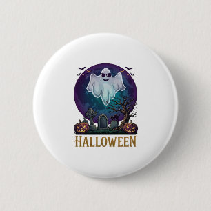 Halloween-Geist-Sonnenbrille Lila Mond Friedhof_1 Button
