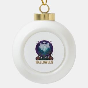 Halloween-Geist-Sonnenbrille Lila Mond Friedhof_1 Keramik Kugel-Ornament