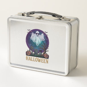 Halloween-Geist-Sonnenbrille Lila Mond Friedhof_1 Metall Brotdose