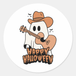 Halloween-Geist spielt Gitarre Runder Aufkleber