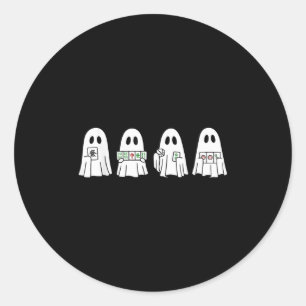 Halloween-Geist spielt Mahjong Grusel-Saison-Spiel Runder Aufkleber