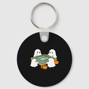 Halloween-Geist spielt Mahjong gruseliges Mahjong Schlüsselanhänger