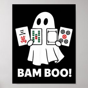 Halloween-Geist spielt Mahjong Spooky Bam Boo Poster