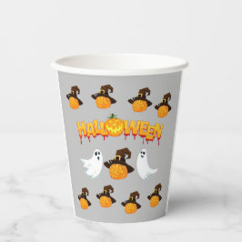 Halloween: Geist und Kürbis Pappbecher