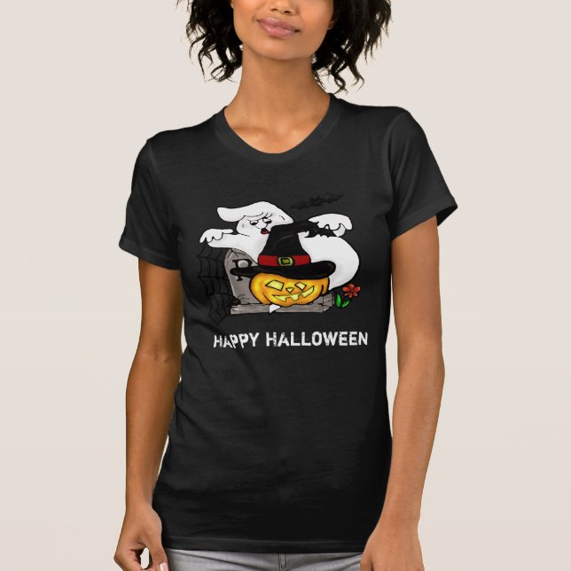 Halloween-Geist und Kürbis T-Shirt (Vorderseite)