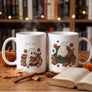 Halloween-Geist Vintage-Bücherliebhaber Benutzerna Kaffeetasse