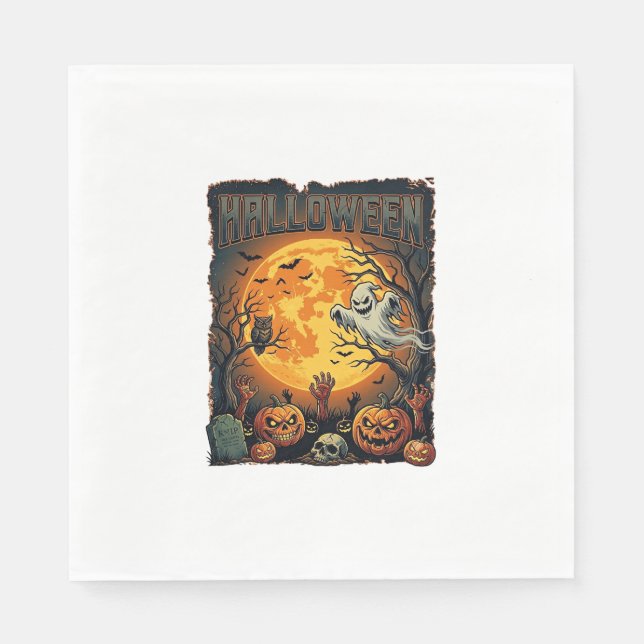Halloween Geist Vollmond Jack Lanterns Zombie Han Serviette (Vorderseite)