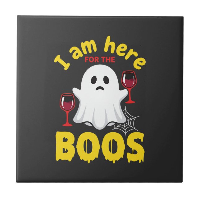 Halloween-Geist-Wein-Boos-Design Fliese (Vorderseite)