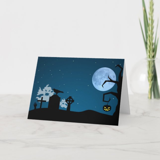 Halloween-Geister am Friedhof Karte (Vorderseite)