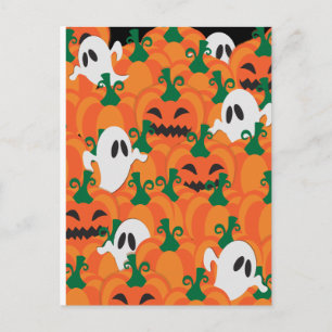 Halloween-Geister befallener Kürbisacker Postkarte