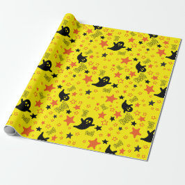Halloween-Geister: Gelbes, nahtloses Wrapping Pape Geschenkpapier