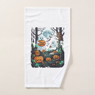 Halloween-Geister Gruselige Kürbisse Eule Vollmond Handtuch