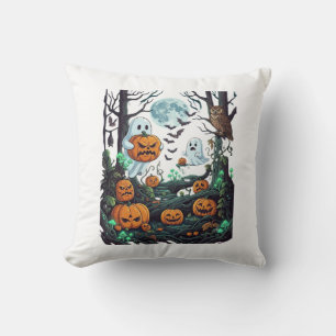 Halloween-Geister Gruselige Kürbisse Eule Vollmond Kissen