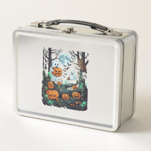 Halloween-Geister Gruselige Kürbisse Eule Vollmond Metall Brotdose