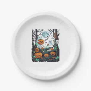 Halloween-Geister Gruselige Kürbisse Eule Vollmond Pappteller
