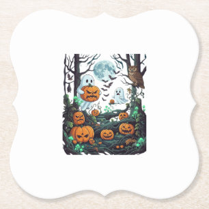 Halloween-Geister Gruselige Kürbisse Eule Vollmond Untersetzer